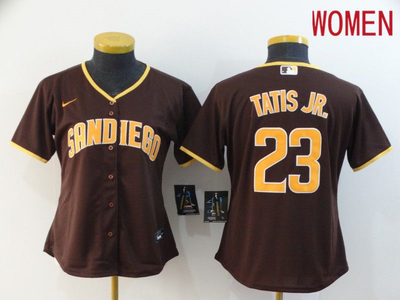 Women San Diego Padres #23 Tatis jr brown Nike Game MLB Jerseys->women mlb jersey->Women Jersey